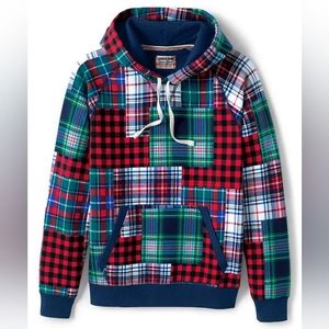 Lands' End Serious Sweats Sweatshirt, Medium, Festive Holiday Plaid